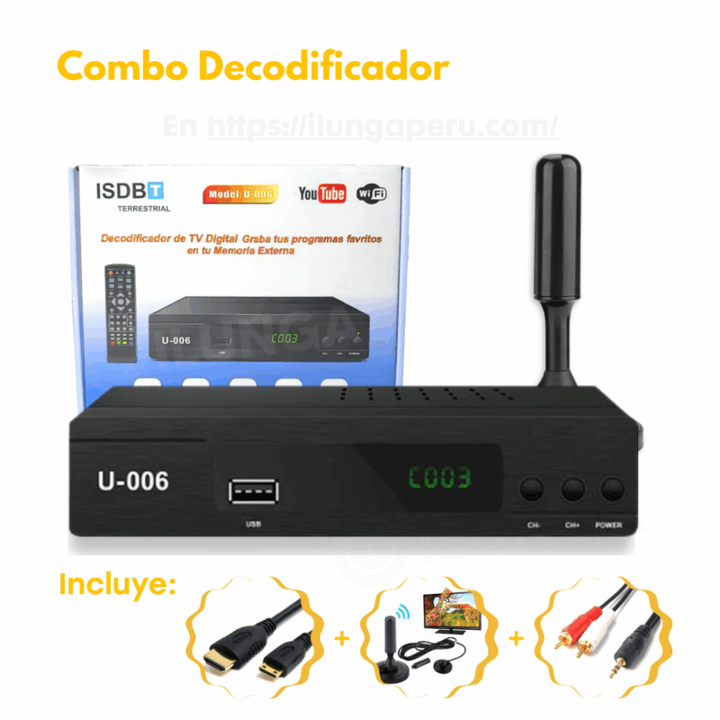 Decodificador Sintonizador Digital Tv Full Hd + ANTENA HD +ACCESORIOS (copia)