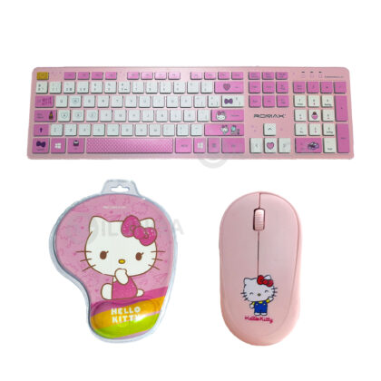 TECLADO HELLO KITTY + MOUSE + PAD MOUSE